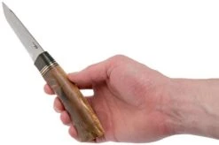 Autine Puukko, Stainless Damascus, Brown RH Sheath -Chic Knife Store AT PUUKO DAM 06 autine