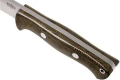 Bark River Bravo 1 A2 Rampless, Green Canvas Micarta, Brown Sheath -Chic Knife Store BRK07 111GNC RS 05 bark river brk07 111gnc rs 05