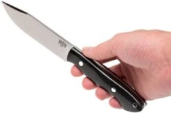 Bark River Sahara Hunter A2, Black Linen Micarta, Brown Sheath -Chic Knife Store BRK12 115BRKL 06 bark river brk12 115brkl 06