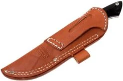 Bark River Sahara Hunter A2, Black Linen Micarta, Brown Sheath -Chic Knife Store BRK12 115BRKL 08 bark river brk12 115brkl 08