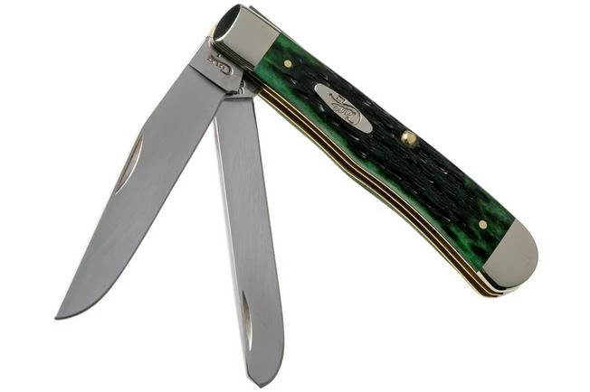 Case Trapper Pocket Worn Bermuda Green Bone, Peach Seed Jig, 09720, 6254 SS Pocket Knife 3 Case Trapper Pocket Worn Bermuda Green Bone, Peach Seed Jig, 09720, 6254 SS Pocket Knife