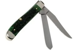 Case Mini Trapper Pocket Worn Bermuda Green Bone, Peach Seed Jig, 09772, 6207 SS Pocket Knife -Chic Knife Store CE09772 02 case