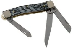 Case Medium Stockman White & Black Carbon Fibre-G10 Weave Smooth, 38923, 10318 SS Pocket Knife -Chic Knife Store CE38923 02 case