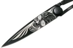 Deejo Tattoo Black 37g, Ebony Wood, Latino Skull 1GB106 Pocket Knife -Chic Knife Store DJ1GB106 03 deejo