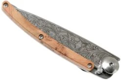 Deejo Tattoo 27g, Juniper Wood, Art Nouveau 9AB023 Pocket Knife -Chic Knife Store DJ9AB023 04 deejo
