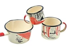 Knivesandtools Enamel Set E-SET-01, Mugs 8 Cm, 10 Cm & Saucepan 14 Cm, Enamel Crockery -Chic Knife Store KT E SET 01 03 kato