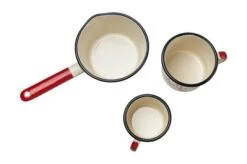 Knivesandtools Enamel Set E-SET-01, Mugs 8 Cm, 10 Cm & Saucepan 14 Cm, Enamel Crockery -Chic Knife Store KT E SET 01 04 kato