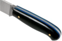 LT Wright Patriot, A2, Polished Black Micarta, Blue Liners, Leather Sheath, Outdoor Knife -Chic Knife Store LT PAT BM BL POL LS 05 lt wright