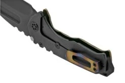 Medford Praetorian T S35VN, PVD Tanto, Faced/Flm Bronze, Tiger Stripes, PVD Hardware Pocket Knife -Chic Knife Store MF 21 PTT 04 04 medford