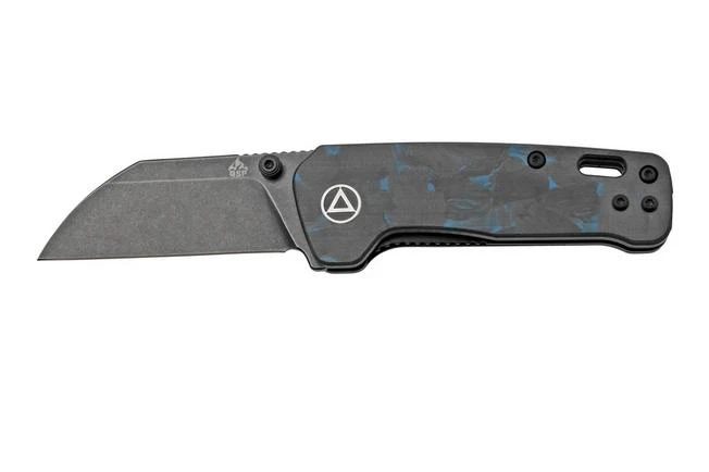 QSP Knife Penguin Mini QS130XS-D2, Blackwashed 14C28N, Blue Shredded Carbon Fibre Pocket Knife 3 QSP Knife Penguin Mini QS130XS-D2, Blackwashed 14C28N, Blue Shredded Carbon Fibre Pocket Knife
