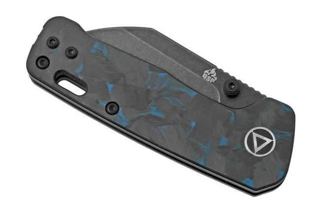 QSP Knife Penguin Mini QS130XS-D2, Blackwashed 14C28N, Blue Shredded Carbon Fibre Pocket Knife 8 QSP Knife Penguin Mini QS130XS-D2, Blackwashed 14C28N, Blue Shredded Carbon Fibre Pocket Knife - Image 6