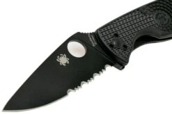 Spyderco Tenacious Lightweight Black C122PSBBK FRN Partly Serrated Pocket Knife -Chic Knife Store SPC122PSBBK 03 spyderco