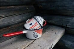 Knivesandtools Enamel Set E-SET-01, Mugs 8 Cm, 10 Cm & Saucepan 14 Cm, Enamel Crockery -Chic Knife Store knivesandtools enamelware 10